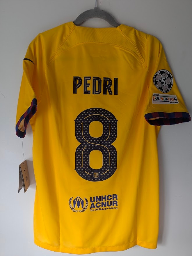 Barcelona Pedri 2023/24 Fourth Jersey Large Nwt Ucl Fully Patched